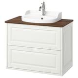 TÄNNFORSEN / RUTSJÖN Mobile lavabo/cassetti/lavabo/misc, bianco/marrone effetto noce, 82x49x76 cm