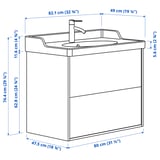 TÄNNFORSEN / RUTSJÖN Mobile lavabo/cassetti/lavabo/misc, bianco, 82x49x74 cm