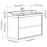 TÄNNFORSEN / RUTSJÖN Mobile lavabo/cassetti/lavabo/misc, bianco, 102x49x74 cm