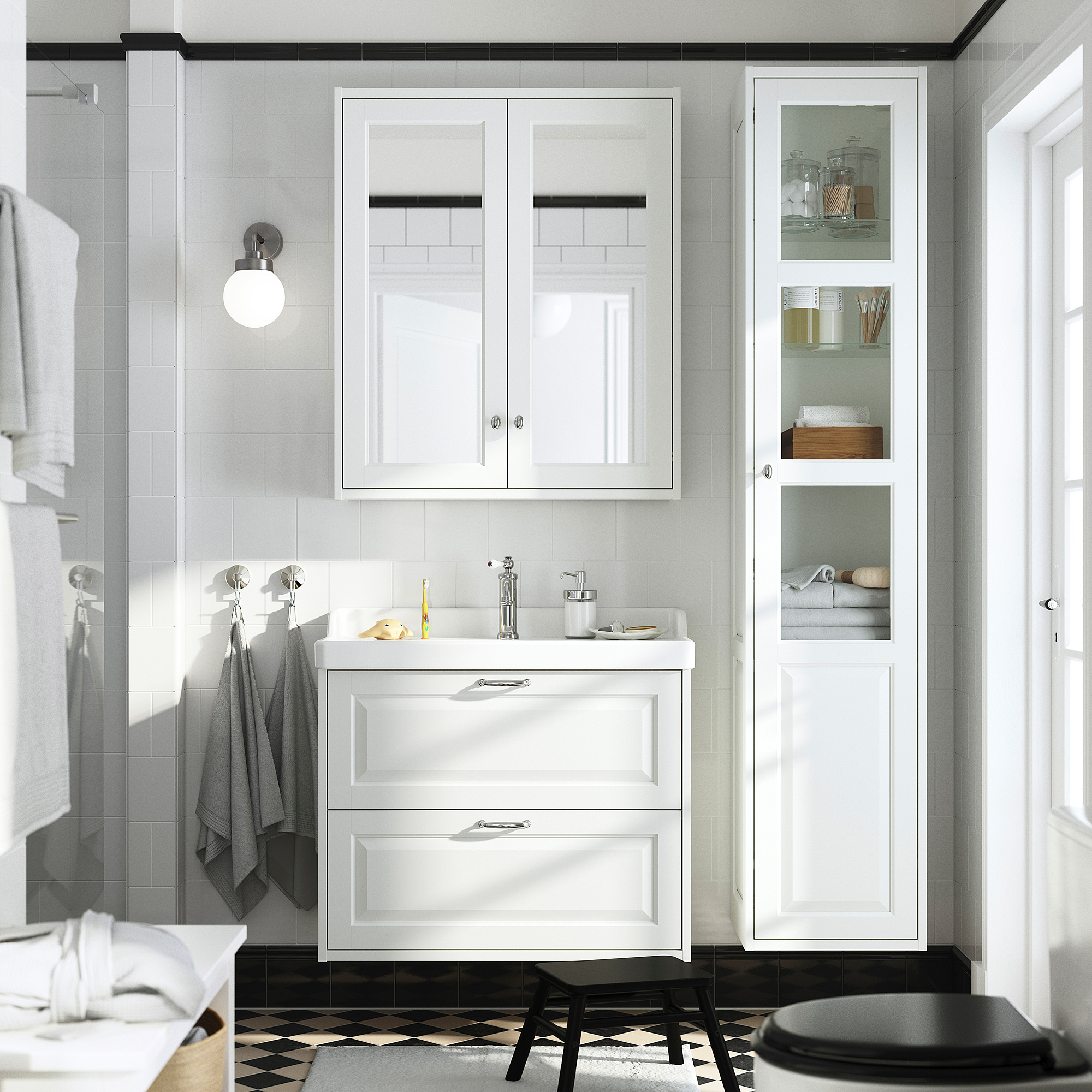 TÄNNFORSEN / RUTSJÖN Mobile lavabo/cassetti/lavabo/misc, bianco, 82x49x74 cm