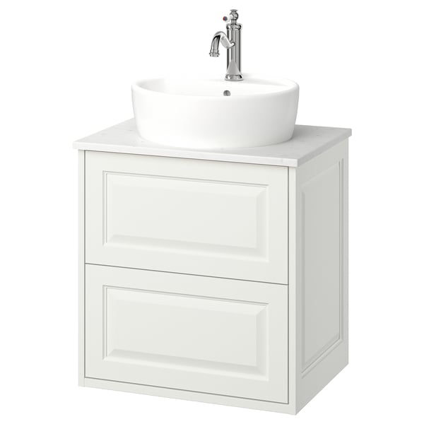 TÄNNFORSEN / TÖRNVIKEN Mobile lavabo/cassetti/lavabo/misc, bianco/bianco effetto marmo, 62x49x79 cm