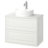 TÄNNFORSEN / TÖRNVIKEN Mobile lavabo/cassetti/lavabo/misc, bianco/bianco effetto marmo, 82x49x79 cm