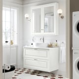 TÄNNFORSEN / TÖRNVIKEN Mobile lavabo/cassetti/lavabo/misc, bianco/bianco effetto marmo, 102x49x79 cm