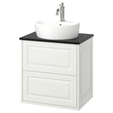 TÄNNFORSEN / TÖRNVIKEN Mobile lavabo/cassetti/lavabo/misc, bianco/nero effetto marmo, 62x49x79 cm