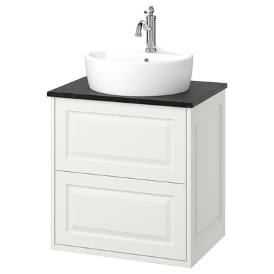 TÄNNFORSEN / TÖRNVIKEN Mobile lavabo/cassetti/lavabo/misc, bianco/nero effetto marmo, 62x49x79 cm