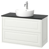 TÄNNFORSEN / TÖRNVIKEN Mobile lavabo/cassetti/lavabo/misc, bianco/nero effetto marmo, 102x49x79 cm