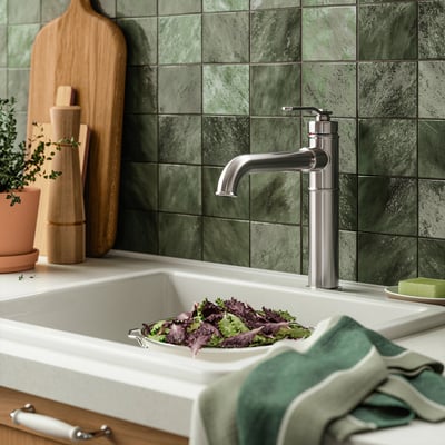 TAKSJÖN Miscelatore cucina leva superiore, color acciaio inox