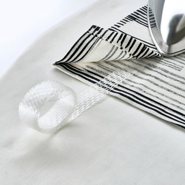 TEMPELFLY Tenda, 2 teli, bianco/nero/con nastro arricciatende, 145x300 cm