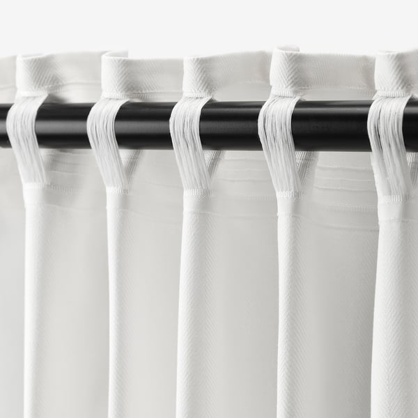 TIBAST Tenda, 2 teli, bianco/con nastro arricciatende, 145x300 cm