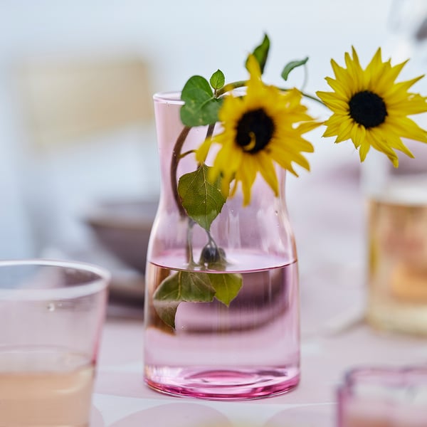 TIDVATTEN Vaso, rosa, 17 cm