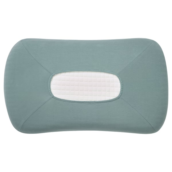 TÖCKENFLY Federa per cuscino ergonomico, grigio-verde, 29x43 cm