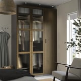 TONSTAD Anta con cerniere, marrone/impiallacciatura di rovere/mordente vetro, 50x229 cm