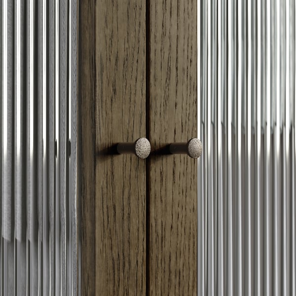 TONSTAD Anta con cerniere, marrone/impiallacciatura di rovere/mordente vetro, 50x195 cm