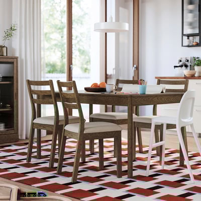 TONSTAD Sedia, marrone effetto rovere/Fridtuna beige chiaro