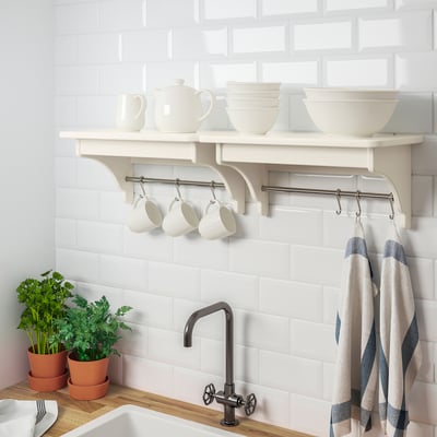 TORNVIKEN Scaffale da parete, bianco sporco, 50 cm