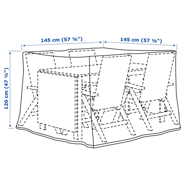 TOSTERÖ Custodia per set di mobili, set per tavolo e sedie/nero, 145x145 cm