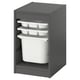 Opzione: TROFAST Combinazione con contenitore/vassoi, grigio/bianco, 34x44x56 cm