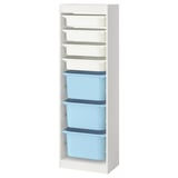 TROFAST Combinazione con contenitori, bianco bianco/azzurro, 46x30x145 cm