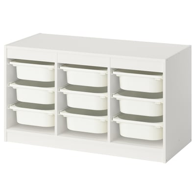 TROFAST Combinazione con contenitori, bianco/bianco, 99x44x56 cm