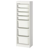 TROFAST Combinazione con contenitori, bianco/bianco, 46x30x145 cm