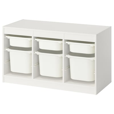 TROFAST Combinazione con contenitori, bianco/bianco, 99x44x56 cm