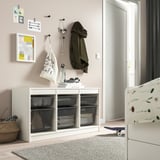 TROFAST Combinazione con contenitori, bianco/grigio scuro, 99x44x56 cm