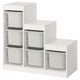 TROFAST Combinazione con contenitori, bianco/grigio, 99x44x94 cm