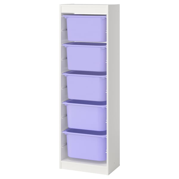 TROFAST Combinazione con contenitori, bianco/lilla, 46x30x145 cm