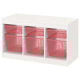 TROFAST Combinazione con contenitori, bianco/rosso chiaro, 99x44x56 cm