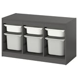 TROFAST Combinazione con contenitori, grigio bianco/grigio, 99x44x56 cm