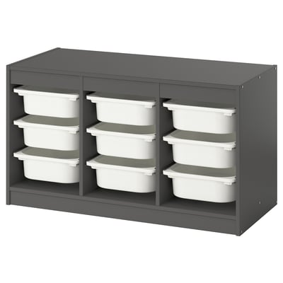 TROFAST Combinazione con contenitori, grigio/bianco, 99x44x56 cm