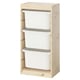TROFAST Combinazione con contenitori, pino con mordente bianco/bianco, 44x30x91 cm