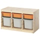 TROFAST Combinazione con contenitori, pino con mordente bianco salmone/grigio, 93x44x52 cm