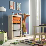 TROFAST Combinazione con contenitori, pino con mordente bianco salmone/grigio, 44x30x91 cm
