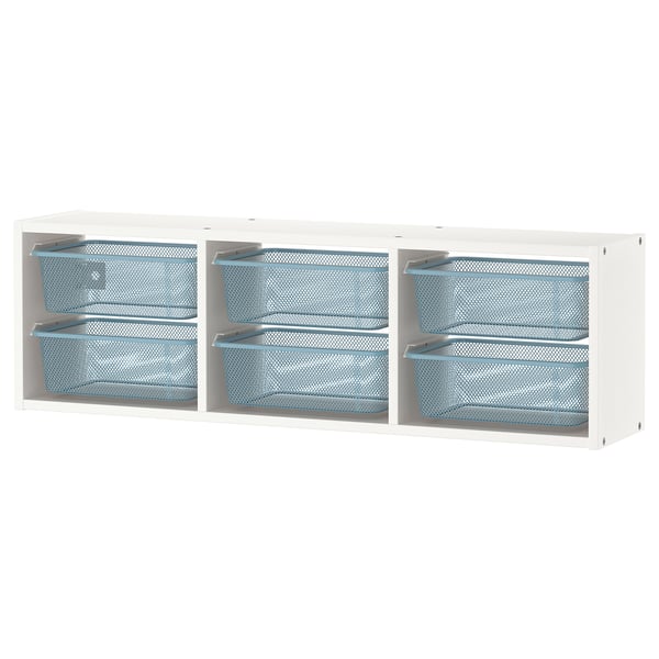 TROFAST Elemento da parete, bianco/grigio-blu, 99x21x30 cm