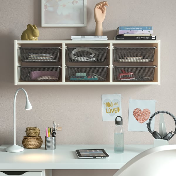 TROFAST Elemento da parete, bianco/grigio scuro, 99x21x30 cm