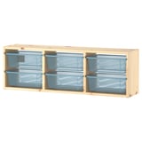 TROFAST Elemento da parete, pino con mordente bianco/grigio-blu, 93x21x30 cm