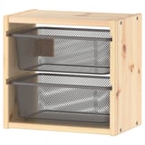 TROFAST Elemento da parete, pino con mordente bianco/grigio scuro, 32x21x30 cm