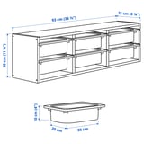 TROFAST Elemento da parete, pino con mordente bianco/grigio scuro, 93x21x30 cm