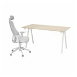 TROTTEN / MATCHSPEL Scrivania e sedia, beige/bianco grigio chiaro
