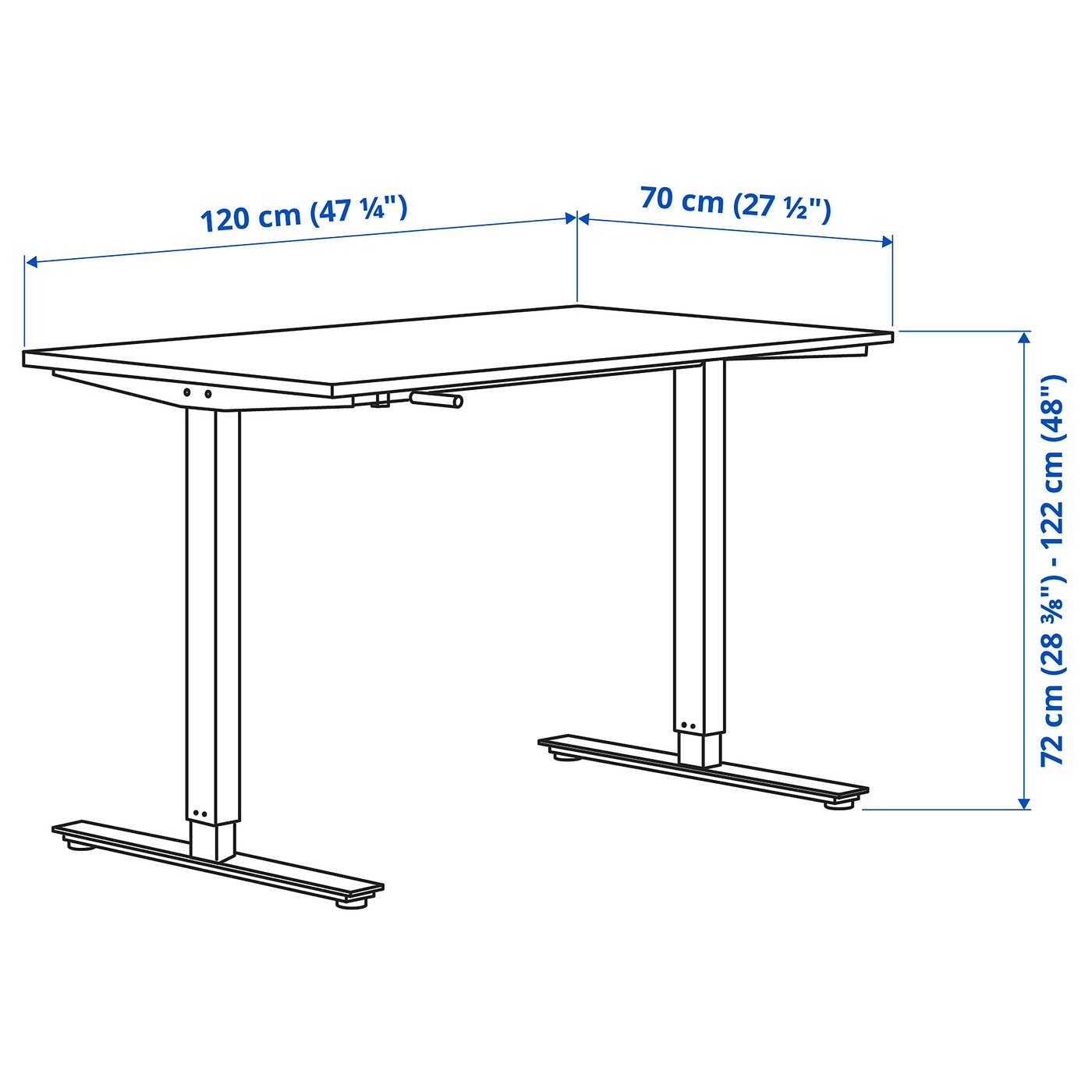TROTTEN Scrivania regolabile in altezza, bianco, 120x70 cm - IKEA Svizzera