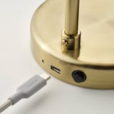 TVÅMASTAD Lampada a LED portatile, a batterie ottone/bianco opalino vetro