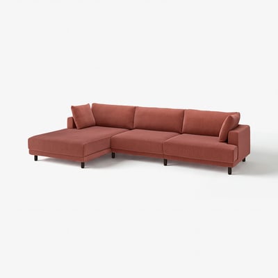UPPÅKRA Divano componibile a 4,5 posti, con chaise-longue, sinistra/Samsala marrone-rosso