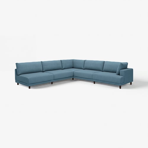 UPPÅKRA Divano componibile angolare 6 posti, terminale aperto, sinistro/Axvall blu grigio scuro