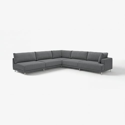 UPPÅKRA Divano componibile angolare 6 posti, terminale aperto, sinistro/Johanneshov grigio scuro
