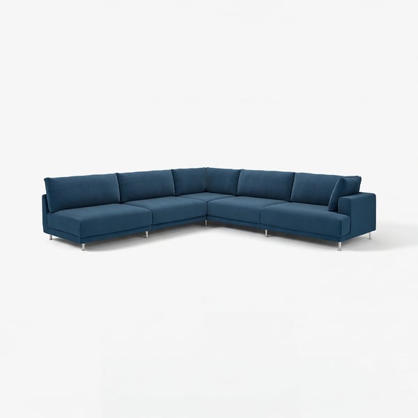 UPPÅKRA Divano componibile angolare 6 posti, terminale aperto, sinistro/Samsala blu scuro