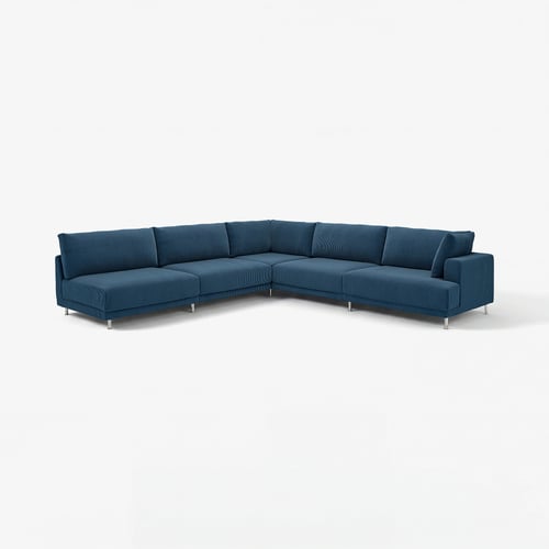 UPPÅKRA Divano componibile angolare 6 posti, terminale aperto, sinistro/Samsala blu scuro