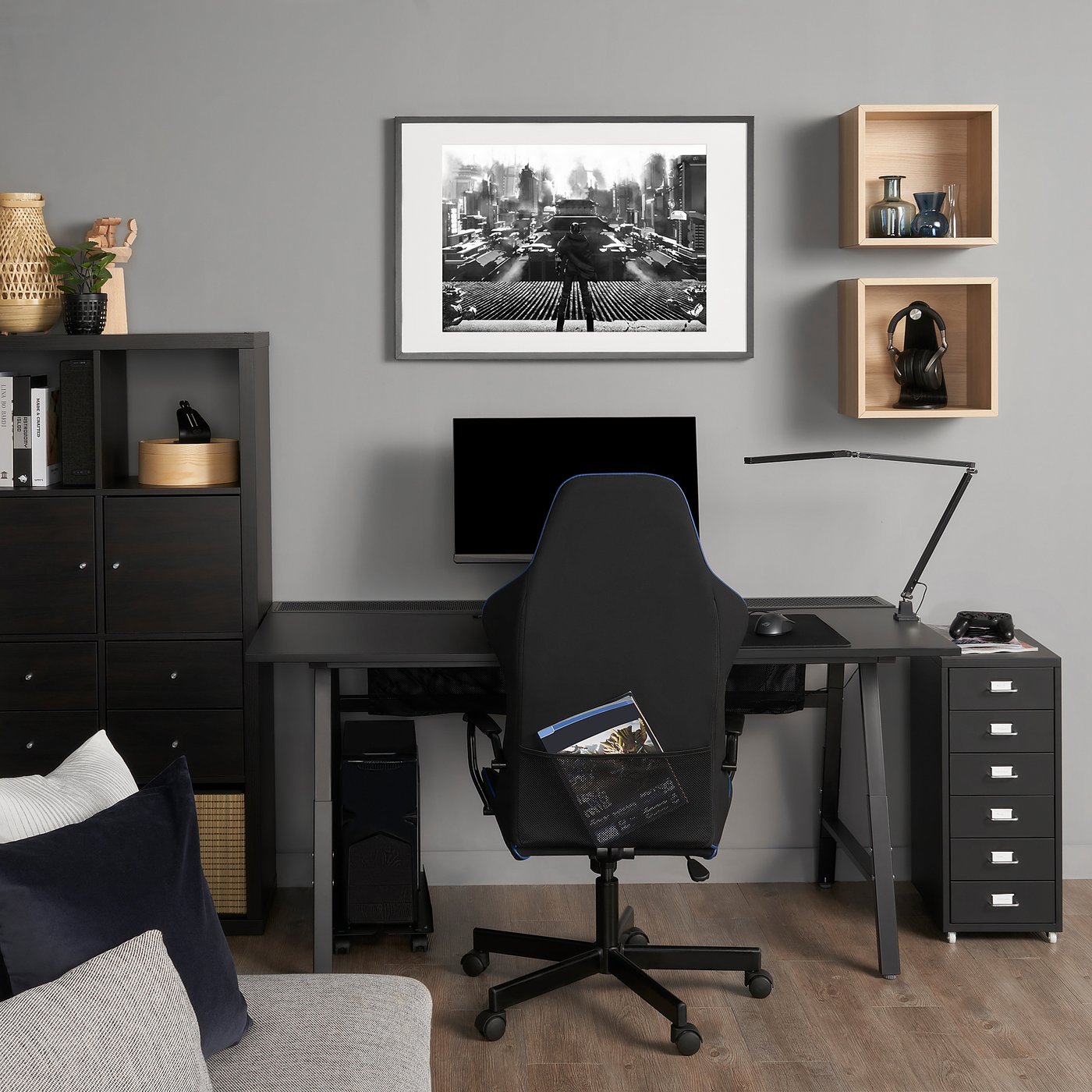 UTESPELARE / HELMER Scrivania, sedia e cassettiera, nero - IKEA Svizzera