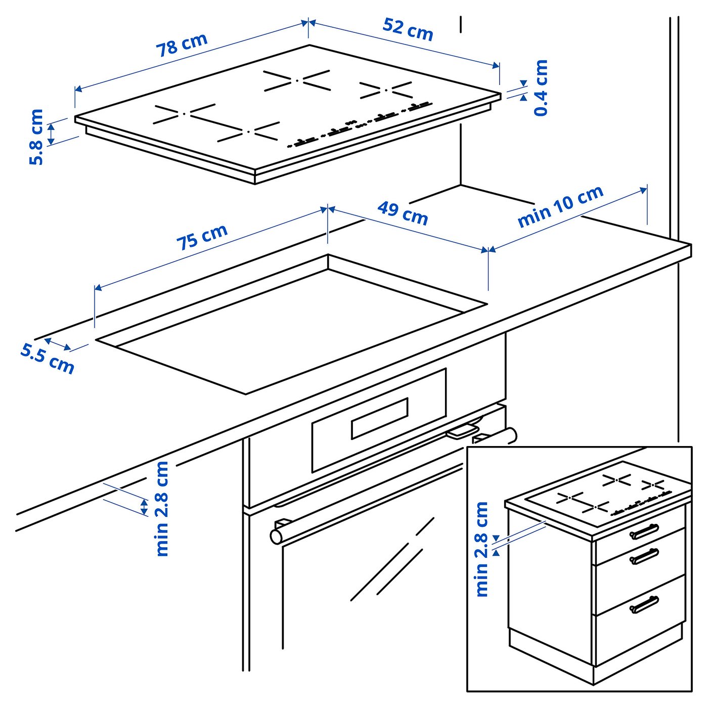 UTNÄMND Piano cottura a induzione, IKEA 500 nero, 78 cm - IKEA Svizzera