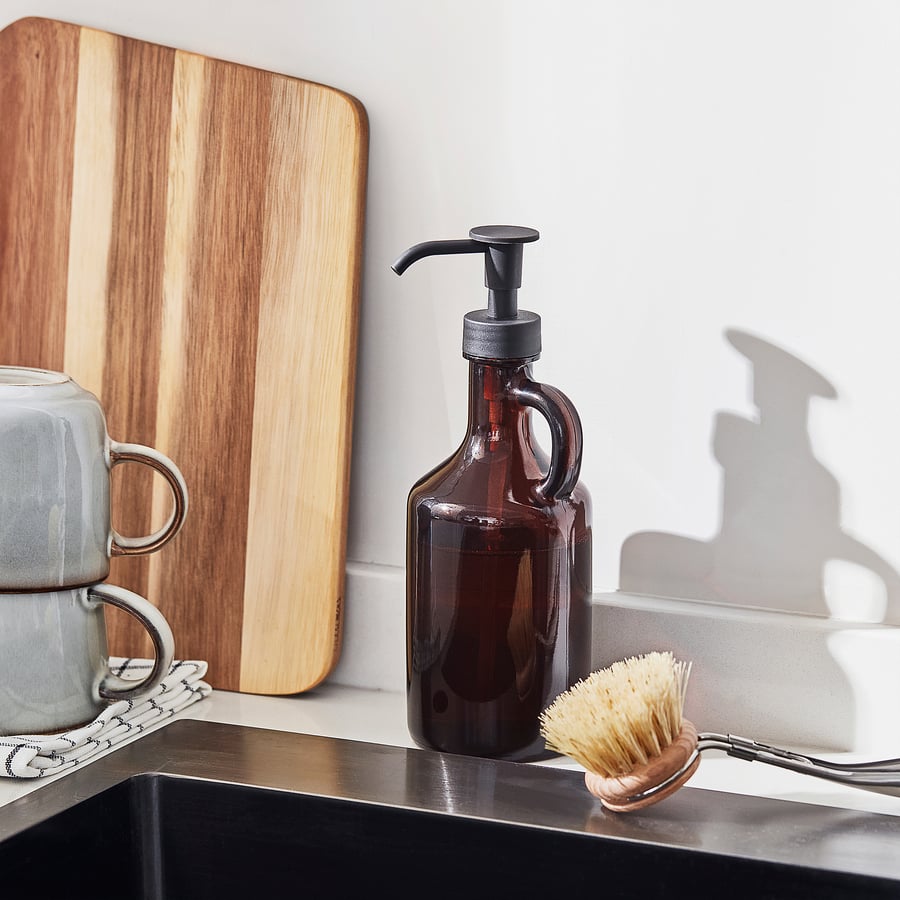 Dispenser Sapone Kraus KSD-41BG Per Cucina | Oro Spazzolato | Pompa 360° Ricarica Dall'Alto | Bottiglia 340 G